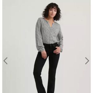 NEW Lucky Brand Polka Dot Western Yoke Top